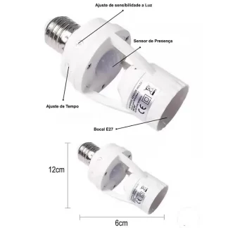 Sensor De Presença Com Fotocélula Para Lâmpada Soquete E27 Bivolt - Segurança, Praticidade e Economia
