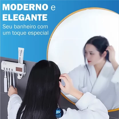Esterilizador e Aplicador Pasta de Dente Dispenser Porta Escovas - Esteriliza Suas Escovas Com UV A - Novidade VOLERIS - Image 9
