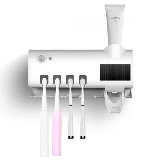 Esterilizador e Aplicador Pasta de Dente Dispenser Porta Escovas - Esteriliza Suas Escovas Com UV A - Novidade VOLERIS