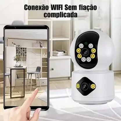 Câmera IP Bába Eletrônica Inteligente Panorâmica WiFi - Lente Dupla - Zoom Digital 4x - Alarme - Image 4