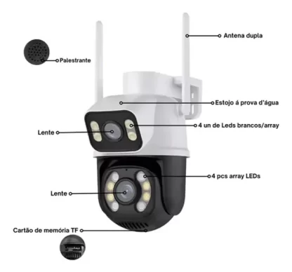 Câmera Segurança WI-FI Smart Lente Dupla A28b Externa IP ICSE - Cobertura Panorâmica 360º - Image 6
