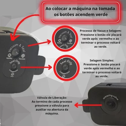 Seladora à Vácuo Portátil para Armazenar Alimentos e Proteger seus Objetos Livres de Poeira - 110V - Image 8