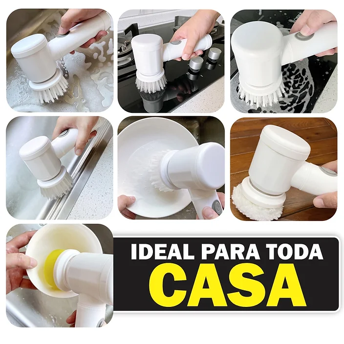 Escova Elétrica Rotativa De Limpeza Sem Fio Multiuso 3 em 1 USB Limpe sua Louça, Cozinha, Banheiro - Imagem 4