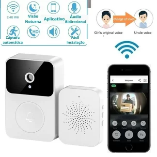 Campainha Com Câmera Vídeo s/ Fio Wi-Fi HD conectada ao Celular - Segurança e Conforto na Mão