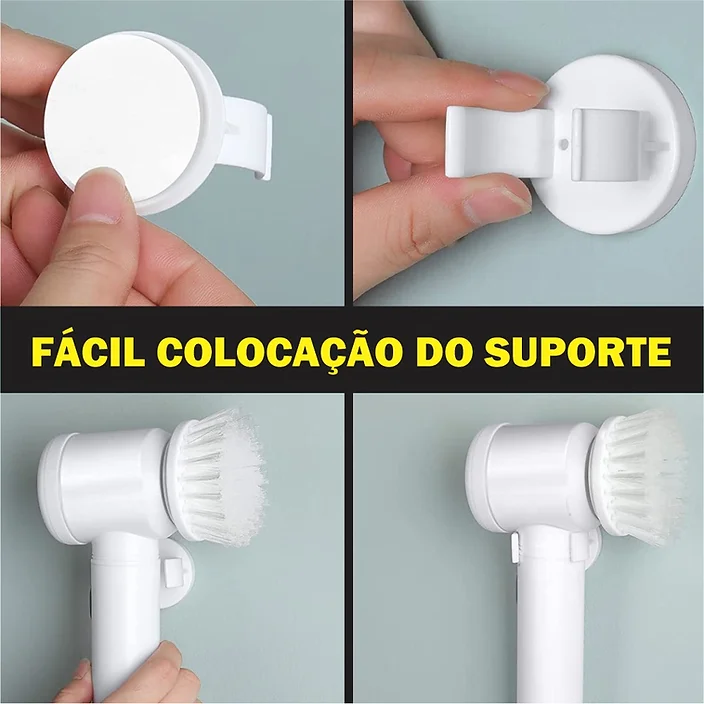Escova Elétrica Rotativa De Limpeza Sem Fio Multiuso 3 em 1 USB Limpe sua Louça, Cozinha, Banheiro - Imagem 5
