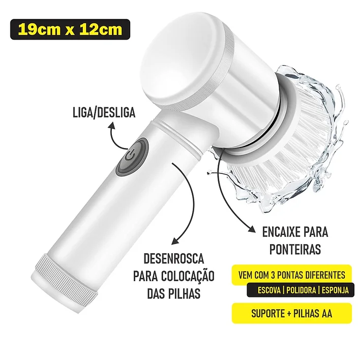 Escova Elétrica Rotativa De Limpeza Sem Fio Multiuso 3 em 1 USB Limpe sua Louça, Cozinha, Banheiro - Imagem 2
